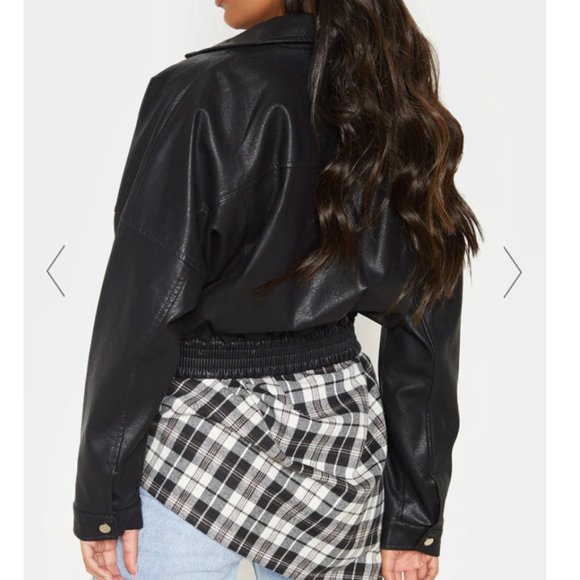 BLACK OVERSIZED 80'S STYLE LEATHER BIKER - Picture 3 of 4